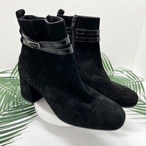 Paul Green Sydney Black Suede Combo Buckle Ankle Bootie Size 4.5/7